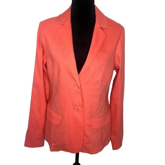 NWT TOMMY BAHAMA LINEN BLEND CORAL BUSINESS BLAZER WOMENS SIZE SMALL PETITE - Picture 1 of 8
